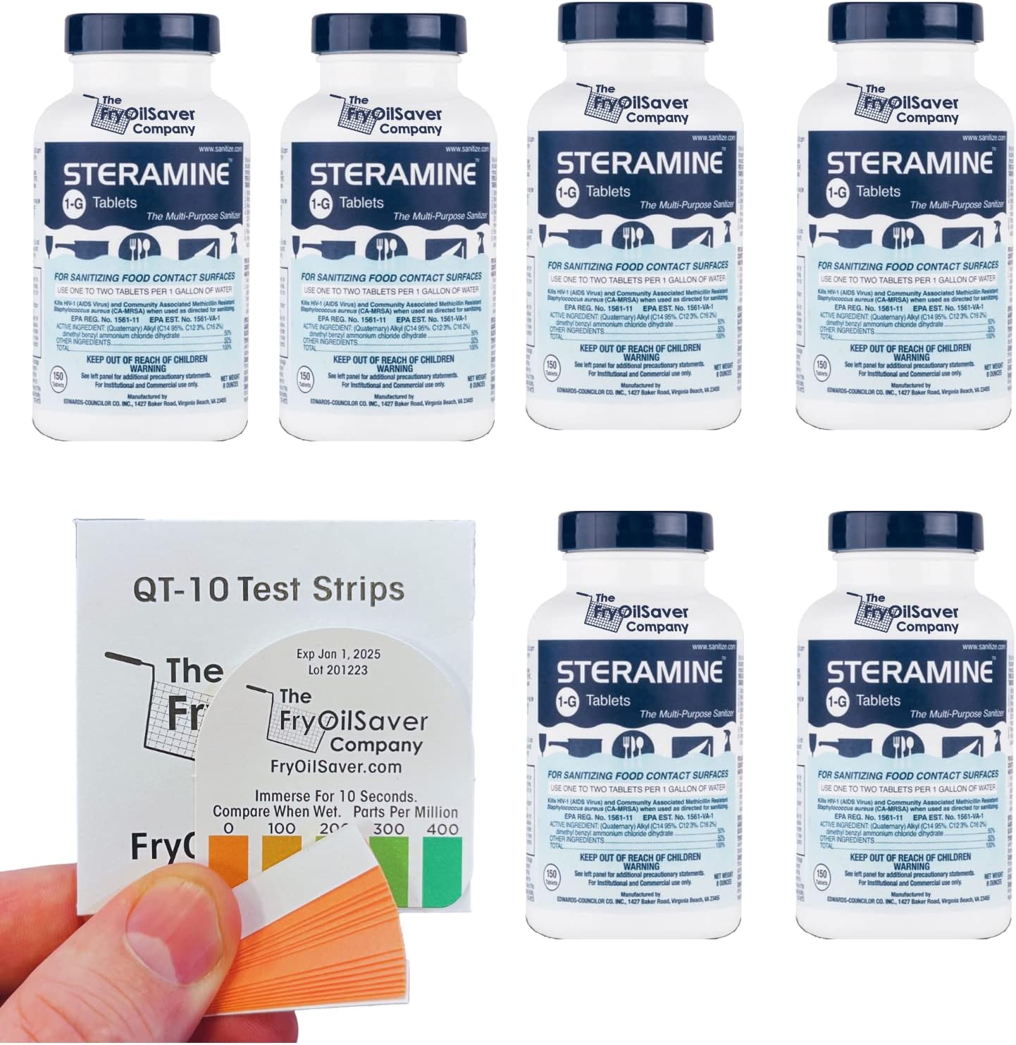 Steramine 6-Pack Sanitizing Tablets with Test Strips