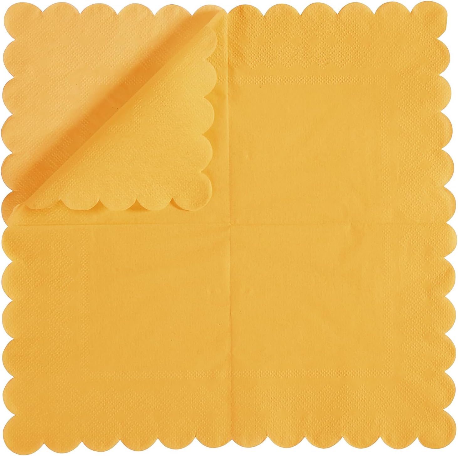 100 Pack 2 Ply Scalloped Edged Cocktail Napkins Yellow