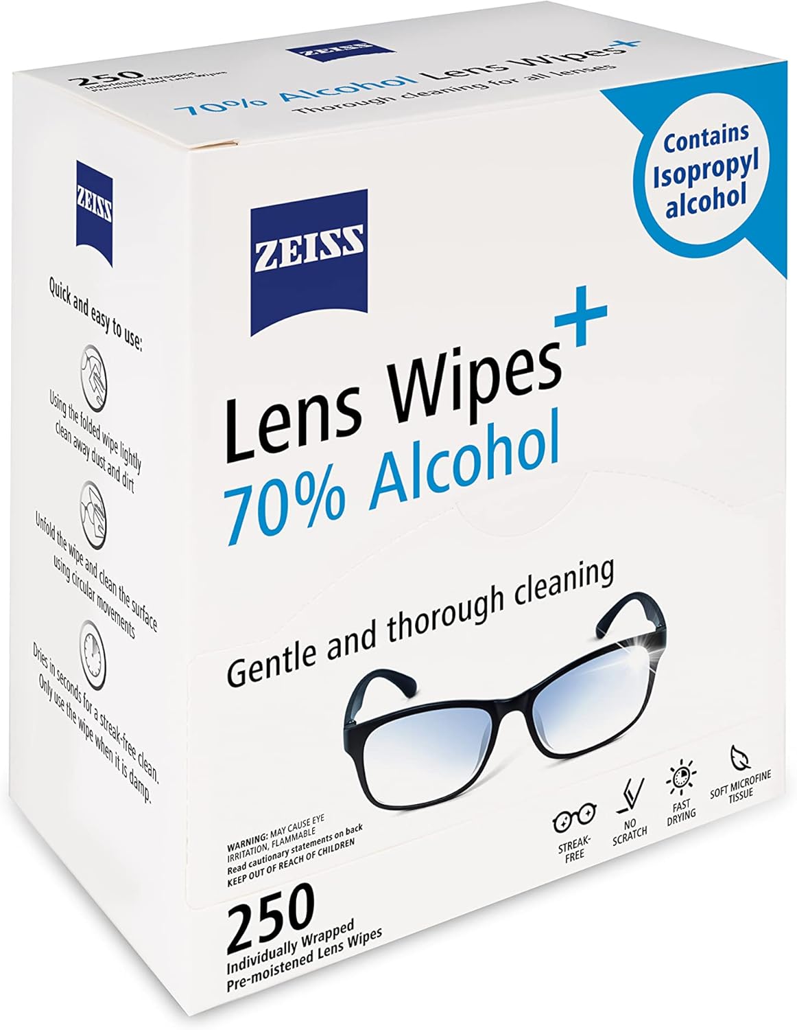 ZEISS Pre-Moistened Lens Wipes 250 Count