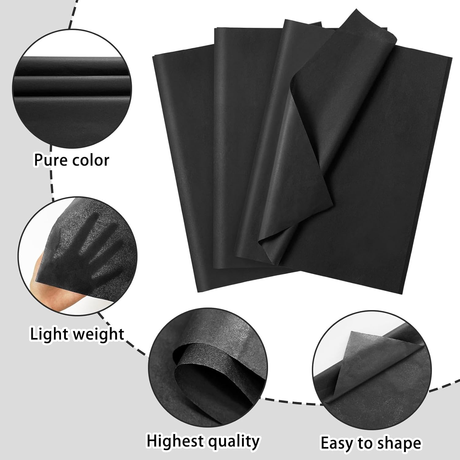 120 Sheets Black Tissue Paper for Gift Wrapping and Crafts