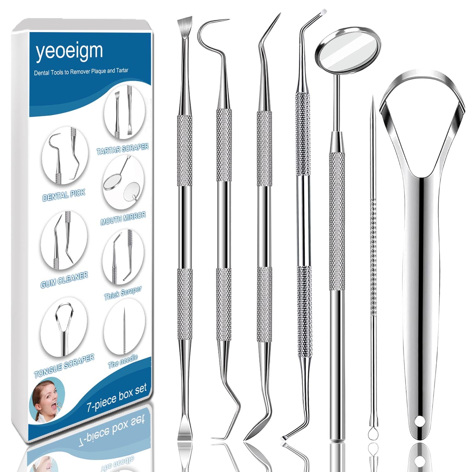 7pcs Dental Tools Kit with Case for Teeth Cleaning