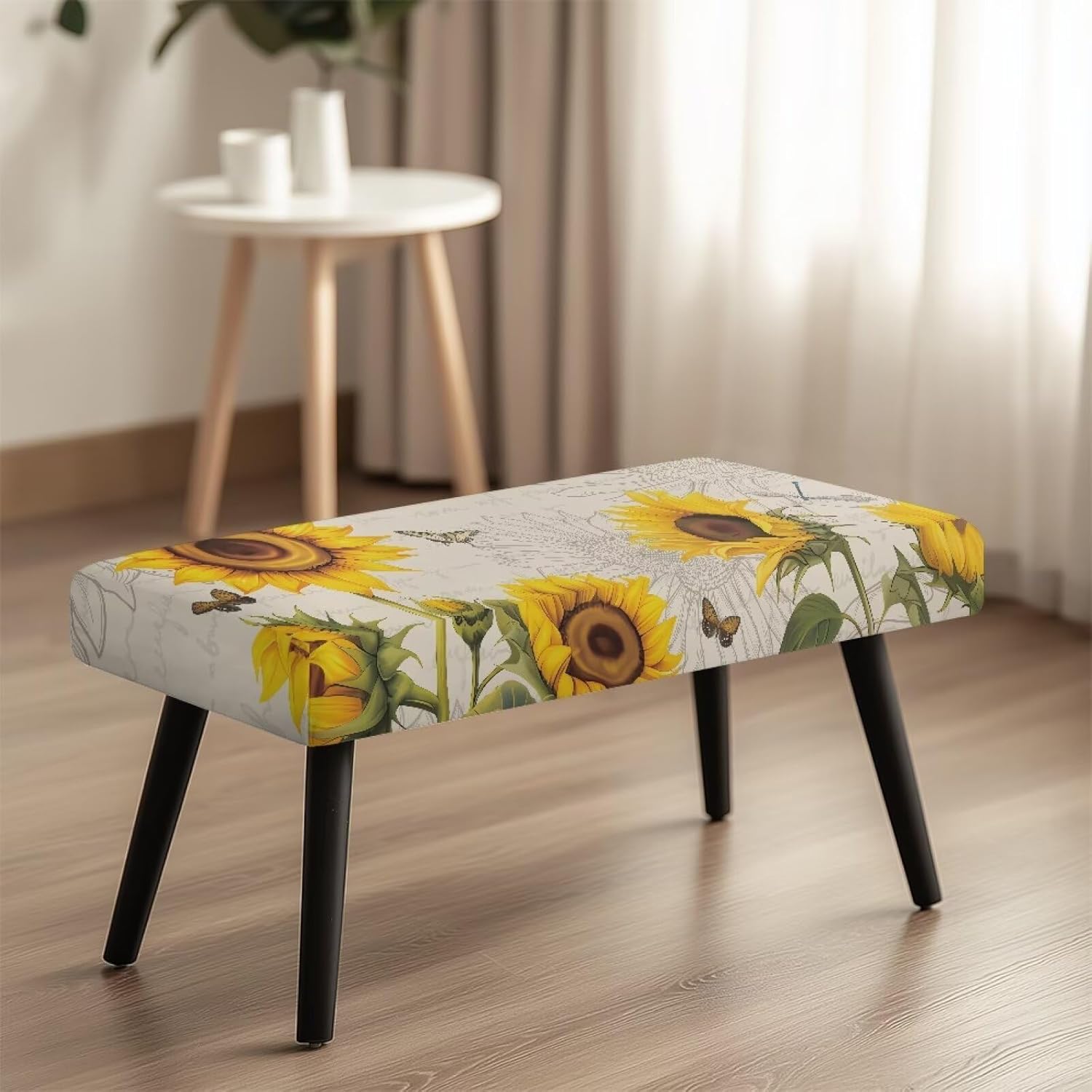 Sunflower Rectangle Bench Cushion Cover Dustproof and Washable