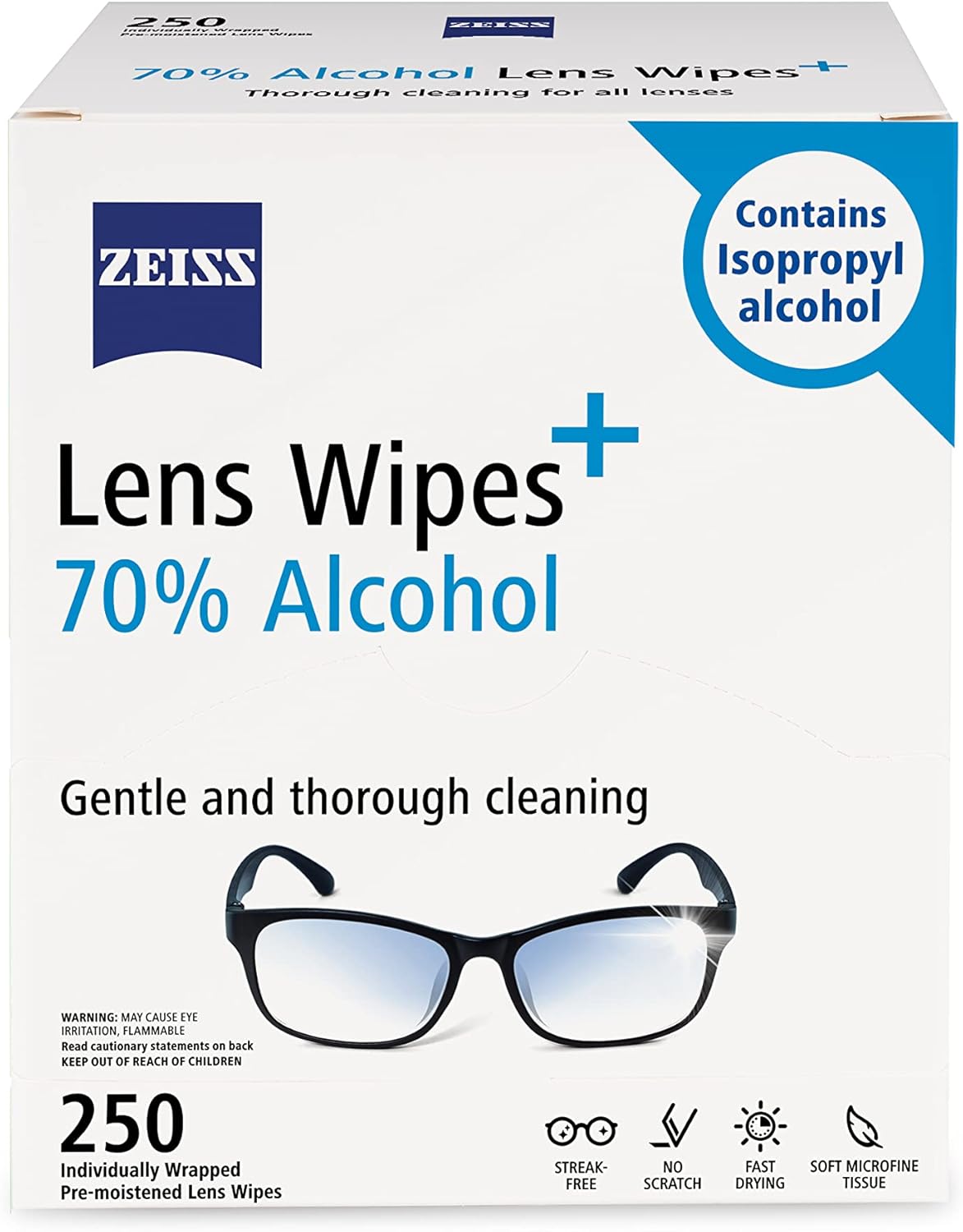 ZEISS Pre-Moistened Lens Wipes 250 Count