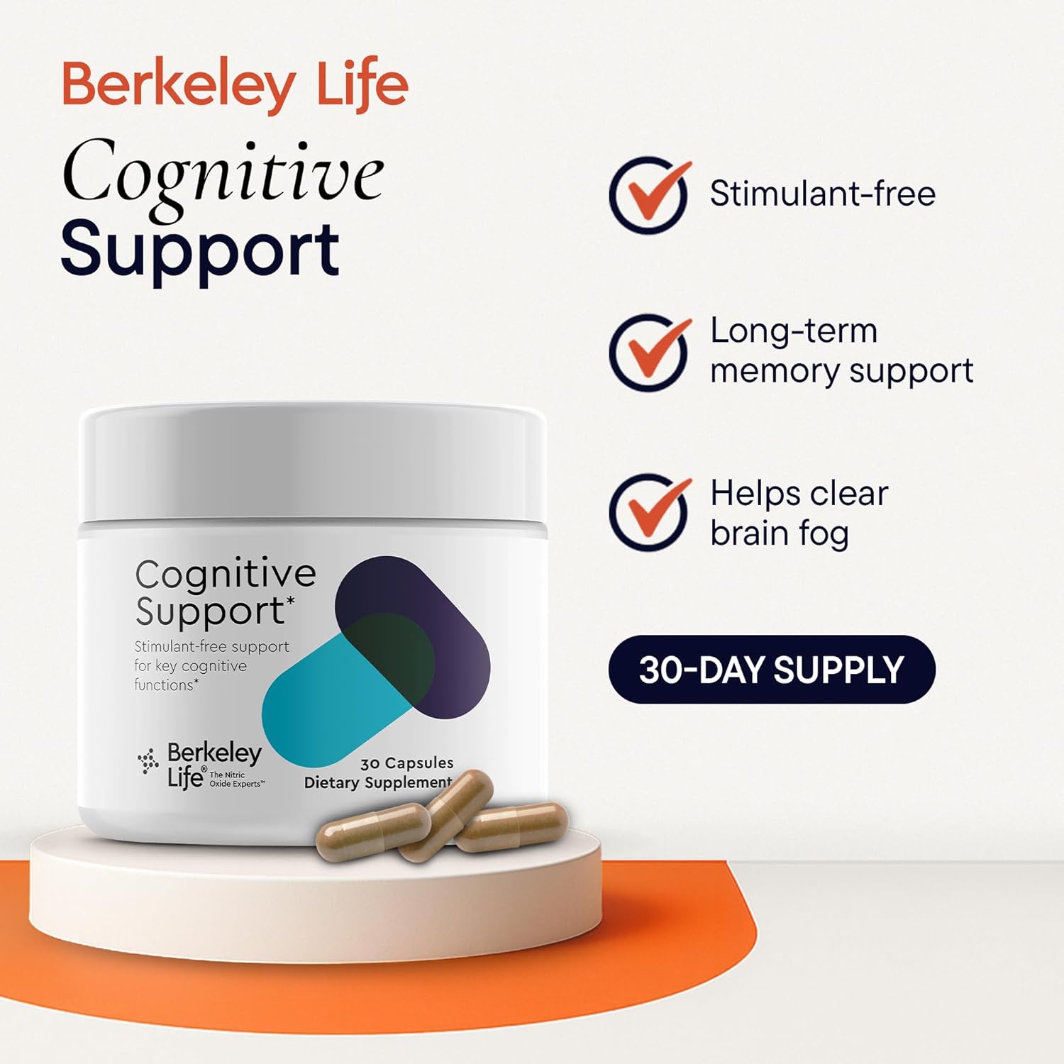 Berkeley Life Cognitive Support Supplement for Memory Focus - 30 Capsules