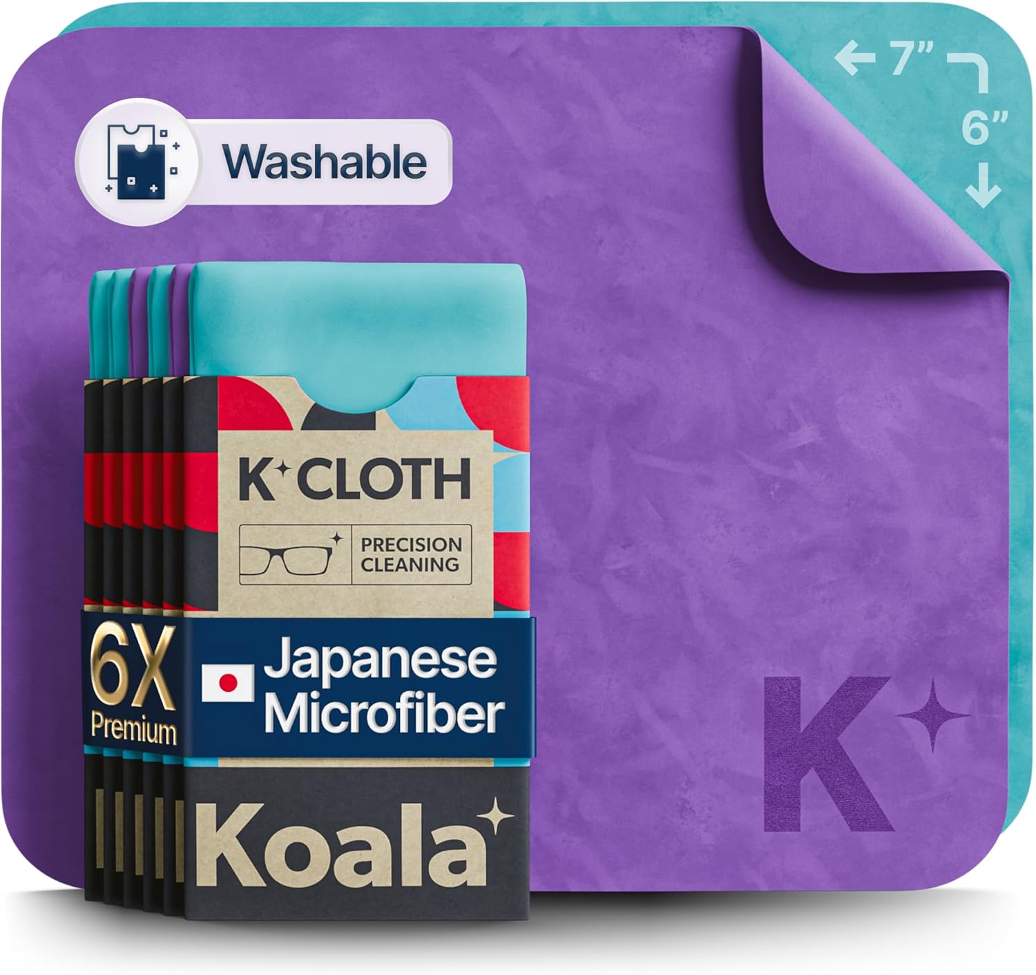 Koala Lens Cleaning Cloth Pack of 6 Blue Purple