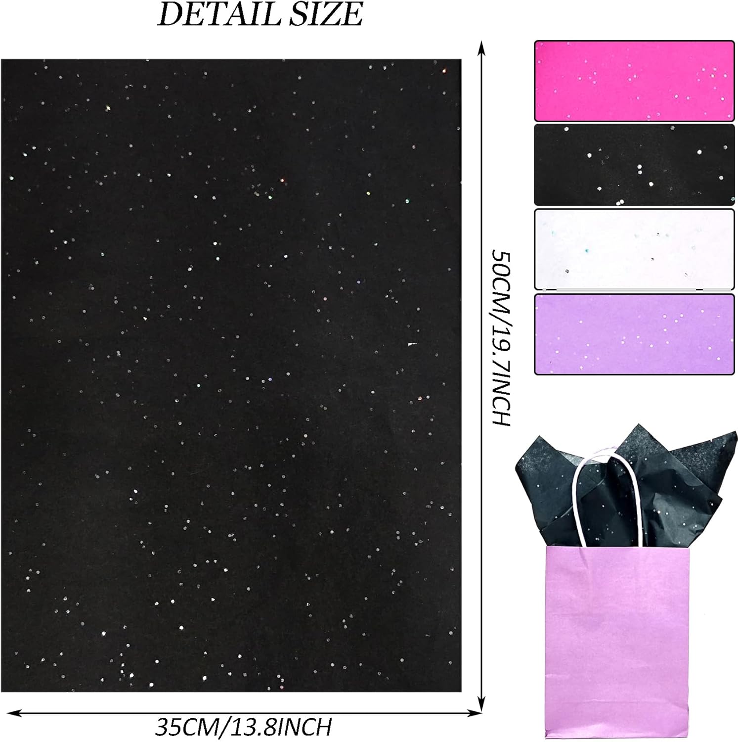 60 Sheets Glitter Tissue Paper Gift Wrap