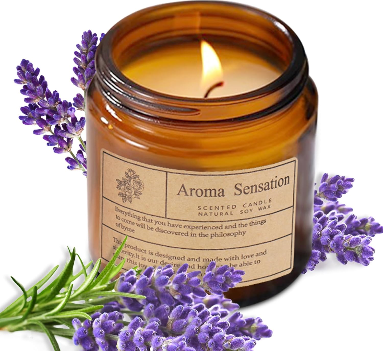 Organic Lavender Soy Candles for Home Stress Relief and Meditation 7oz