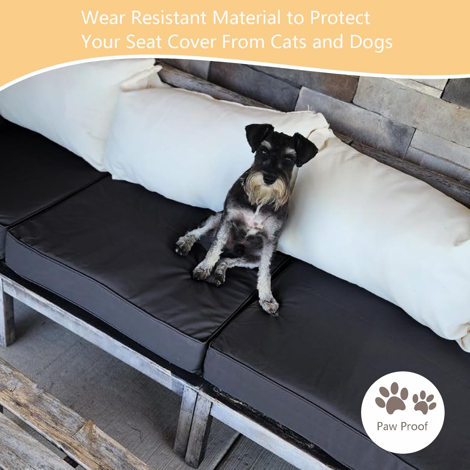 Oslimea Outdoor Cushion Covers 2 Pack Black 25x27x5 Inch