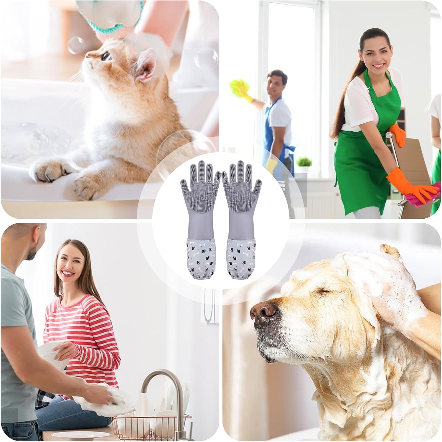 Erice Pet Grooming Gloves Colorful Reusable