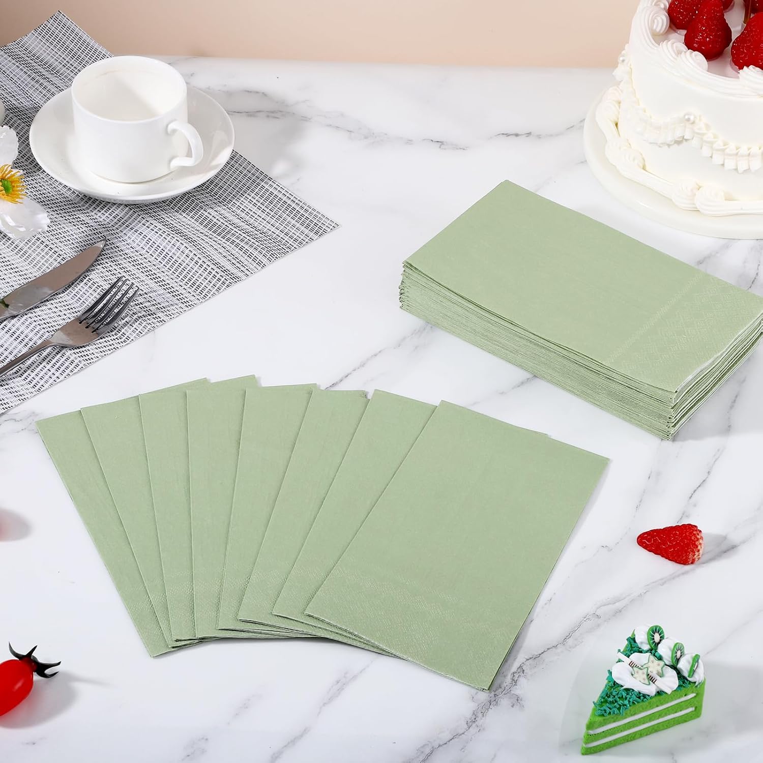 60 Pcs Sage Green Disposable Napkins for Home and Events