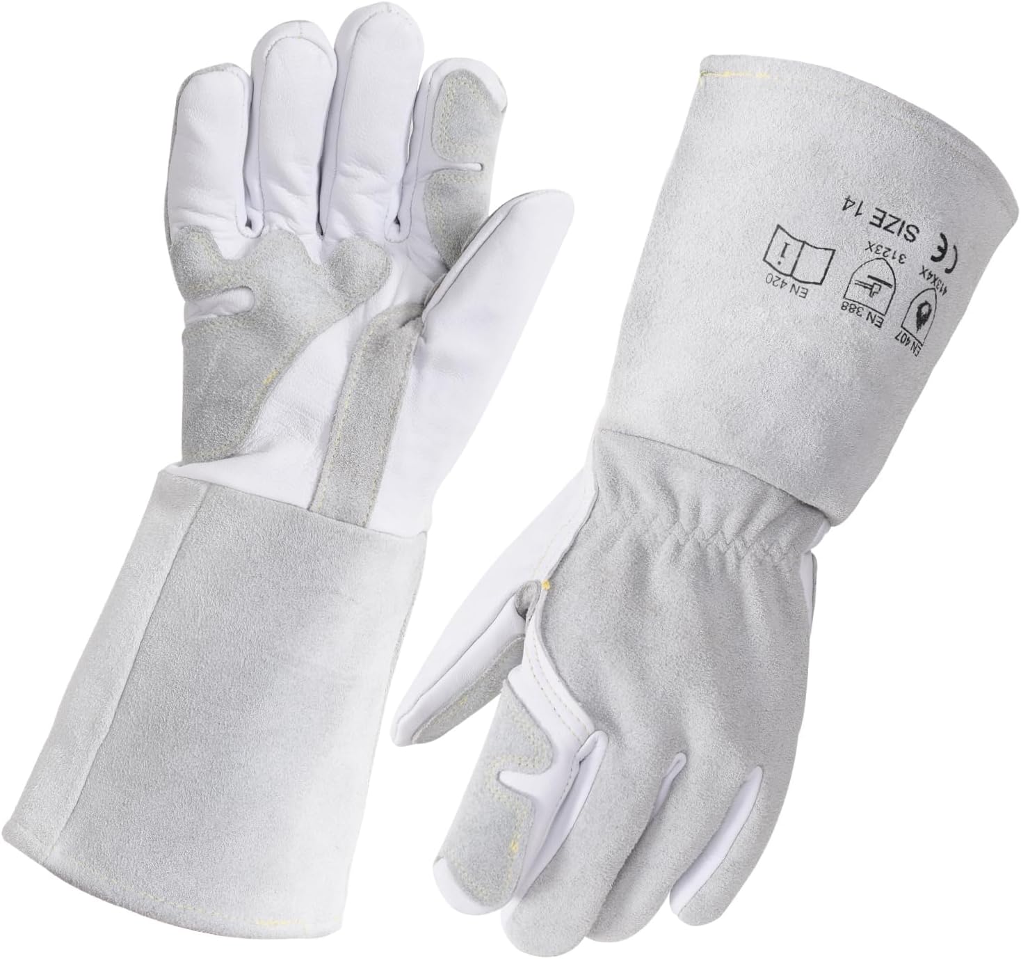 Heat Resistant Goatskin Welding Gloves for BBQ Oven Grill Fireplace Tig Mig