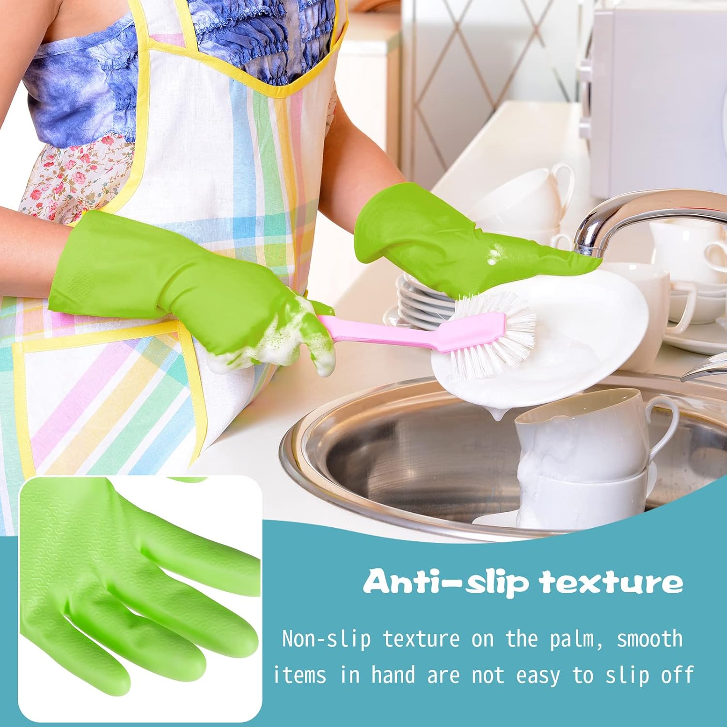 36 Pair Reusable Dishwashing Gloves with Non-Slip Design