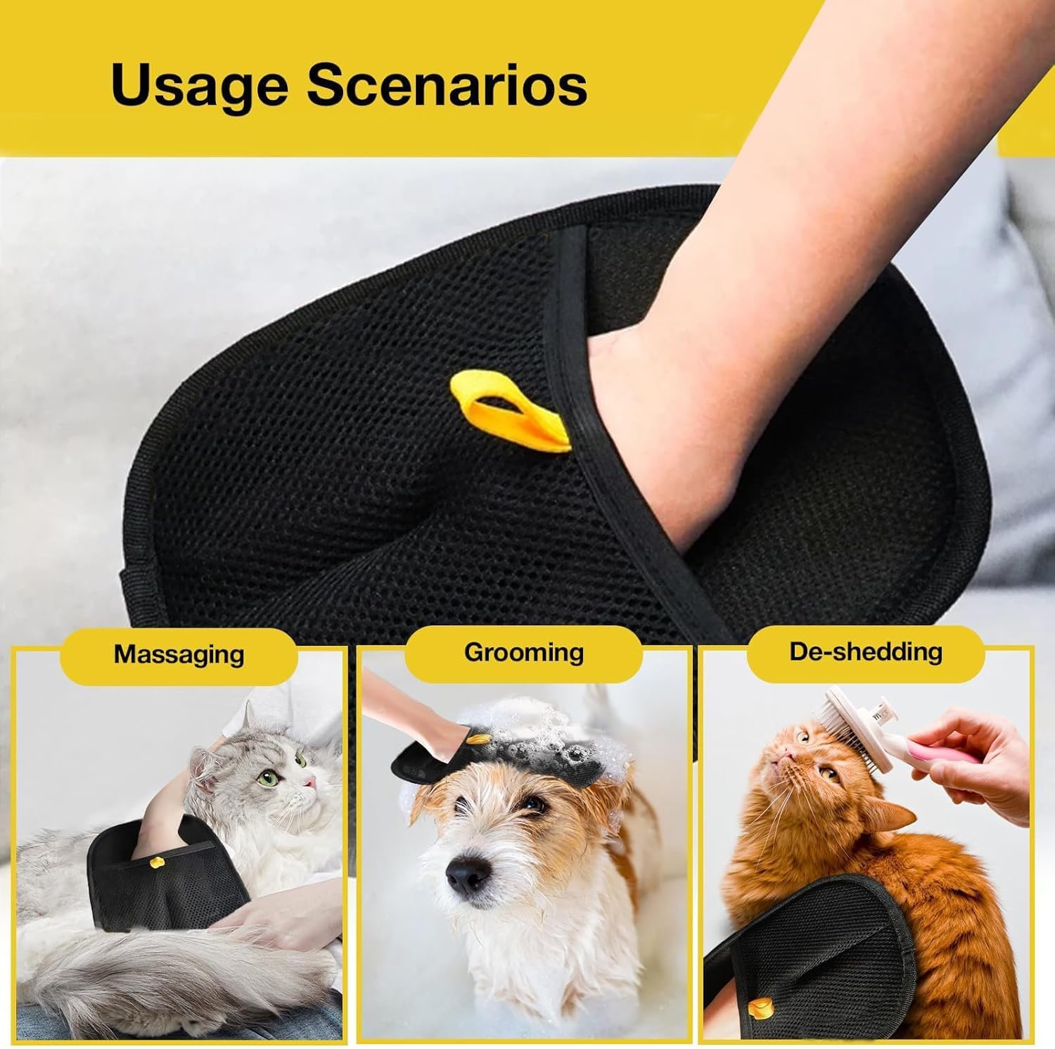2 pcs Double Sided Pet Grooming Gloves for Hair Removal