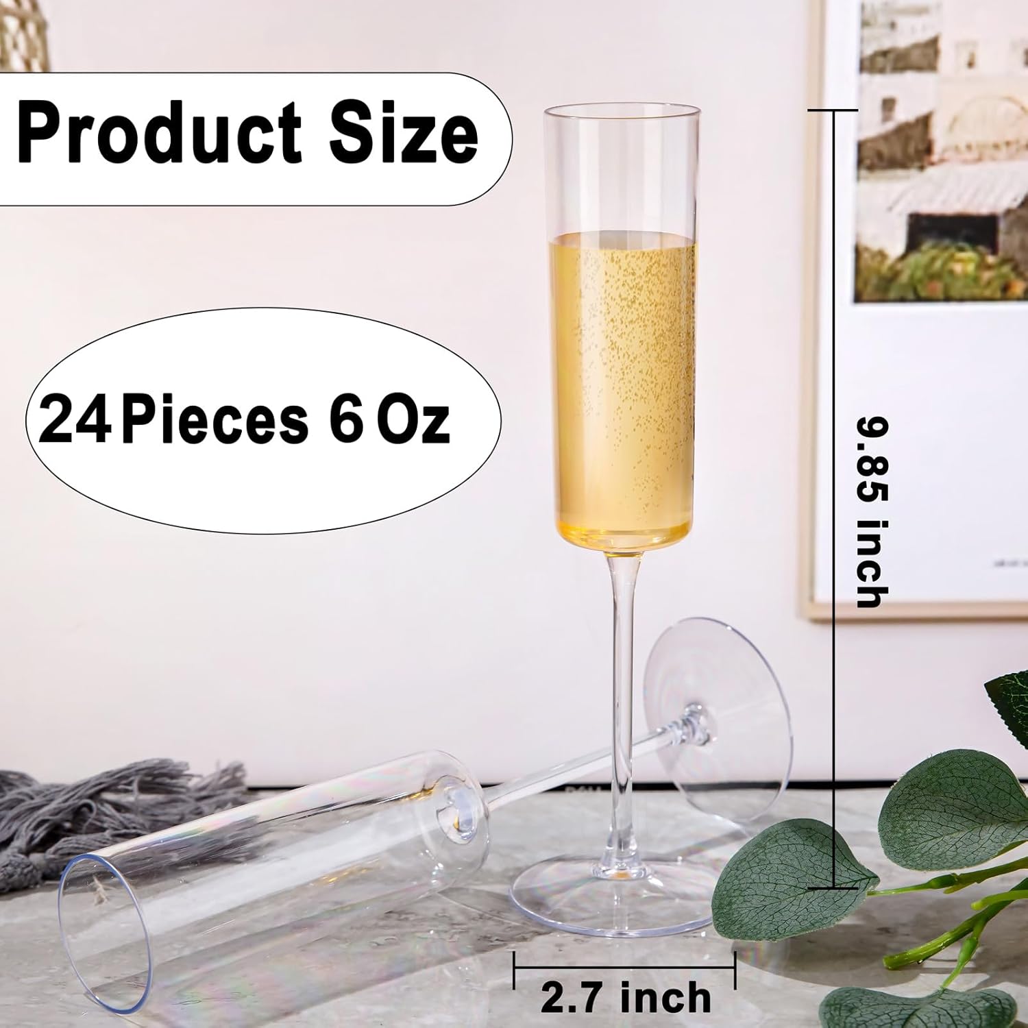 Ciaell 24 Pack Clear Plastic Champagne Flutes 6 Oz
