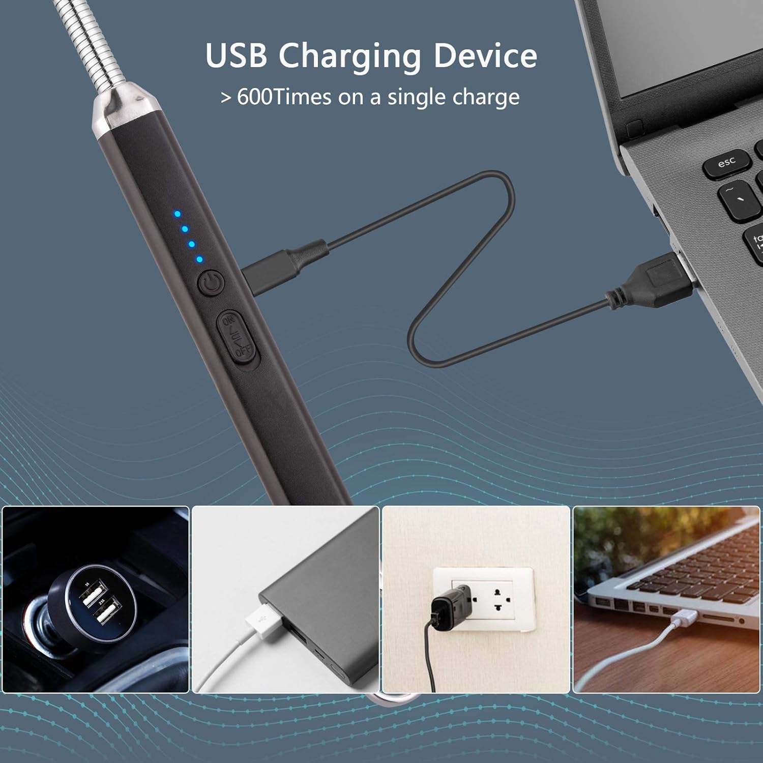 Meiruby Electric Candle Lighter USB Rechargeable Windproof Flameless Lighter for Birthday Gifts