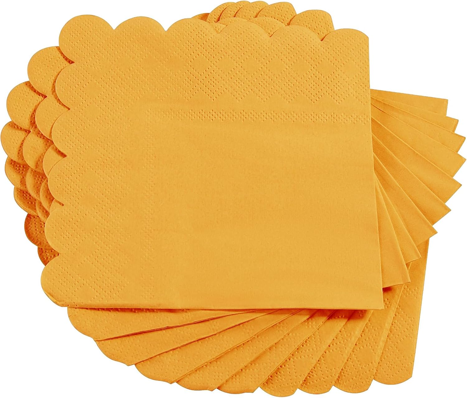 100 Pack 2 Ply Scalloped Edged Cocktail Napkins Yellow