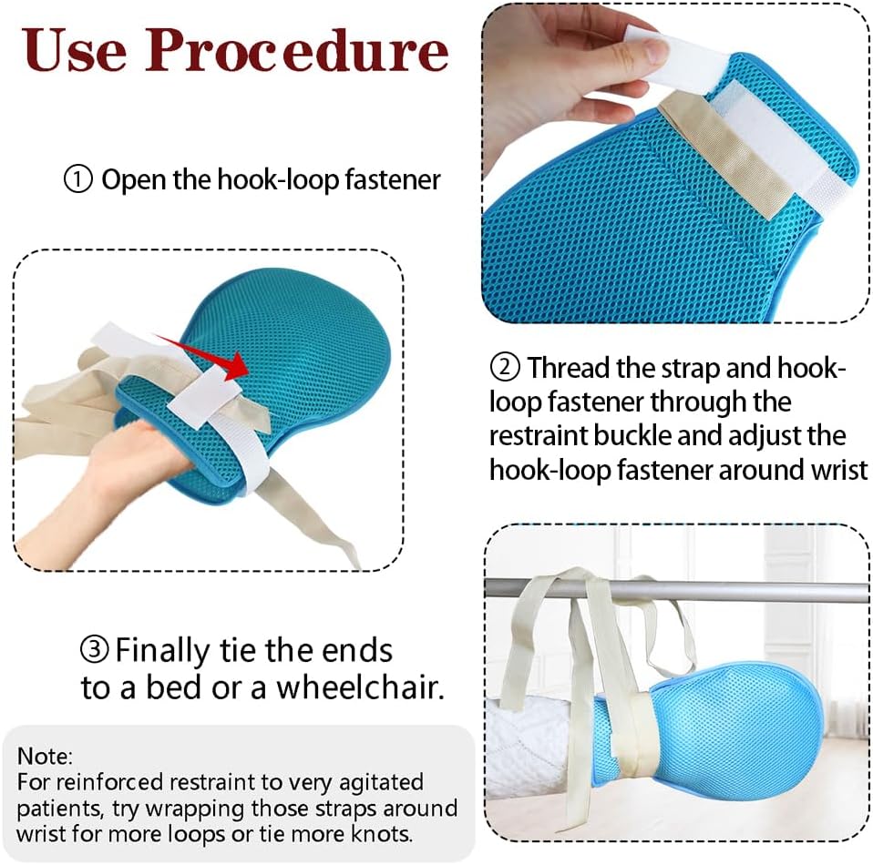 Lmaray 2 Pcs Dementia Hand Restraint Gloves