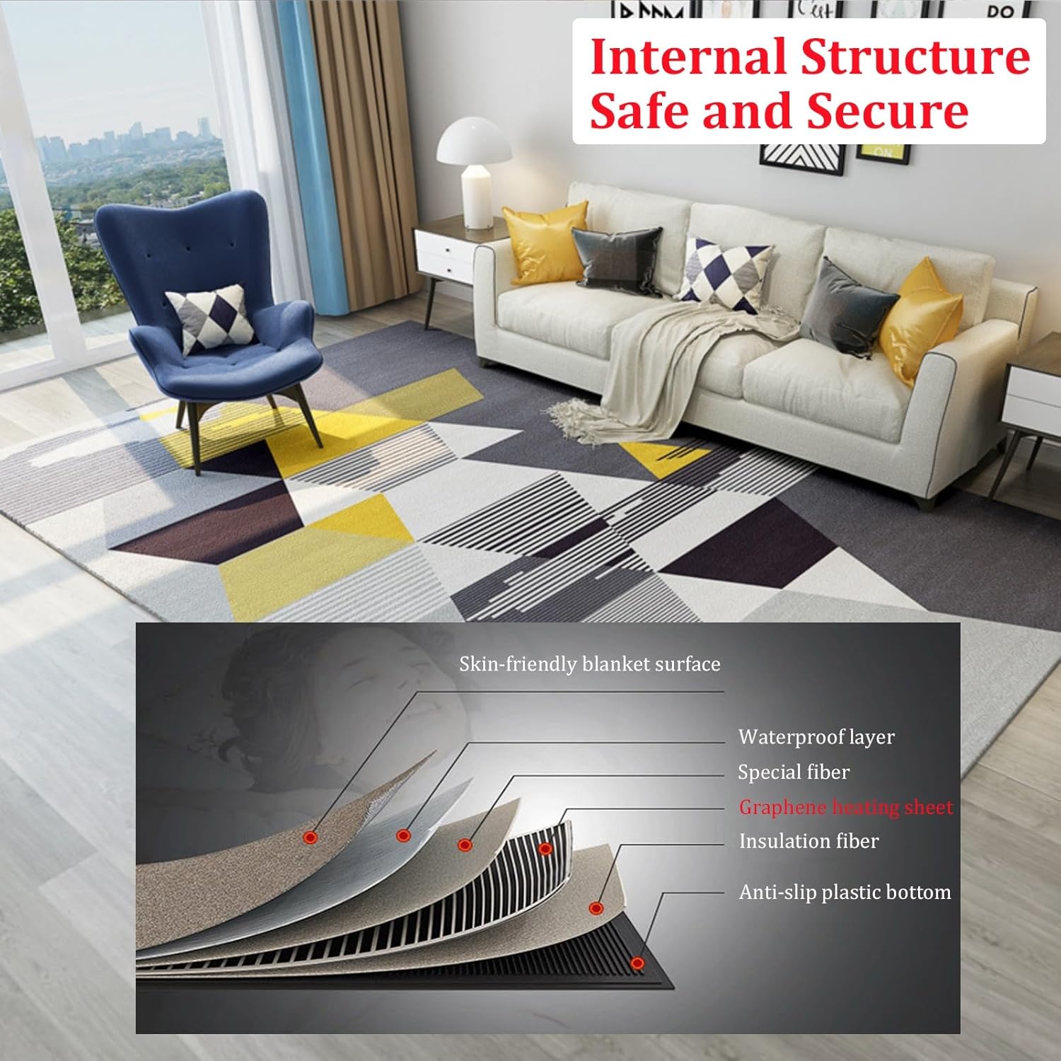 31in x 472in Graphene Heated Floor Mat with Timer