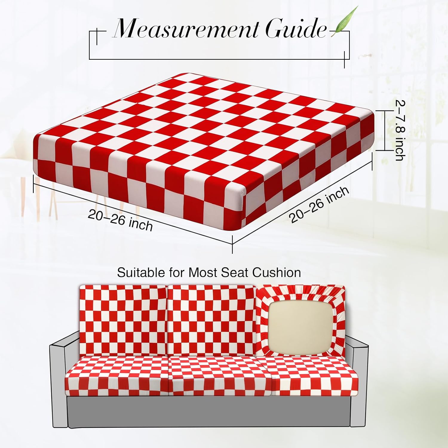 Newwiee 8 Piece Stretch Plaid Cushion Covers for Outdoor Use