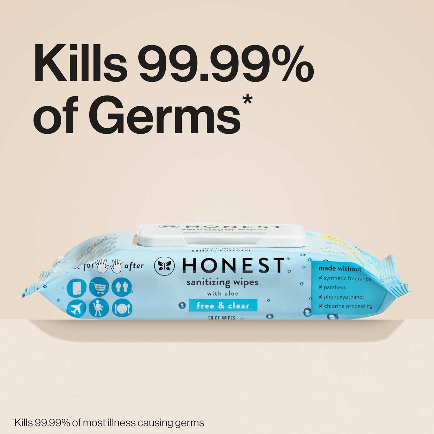 The Honest Company Fragrance Free Alcohol Wipes 150 Count