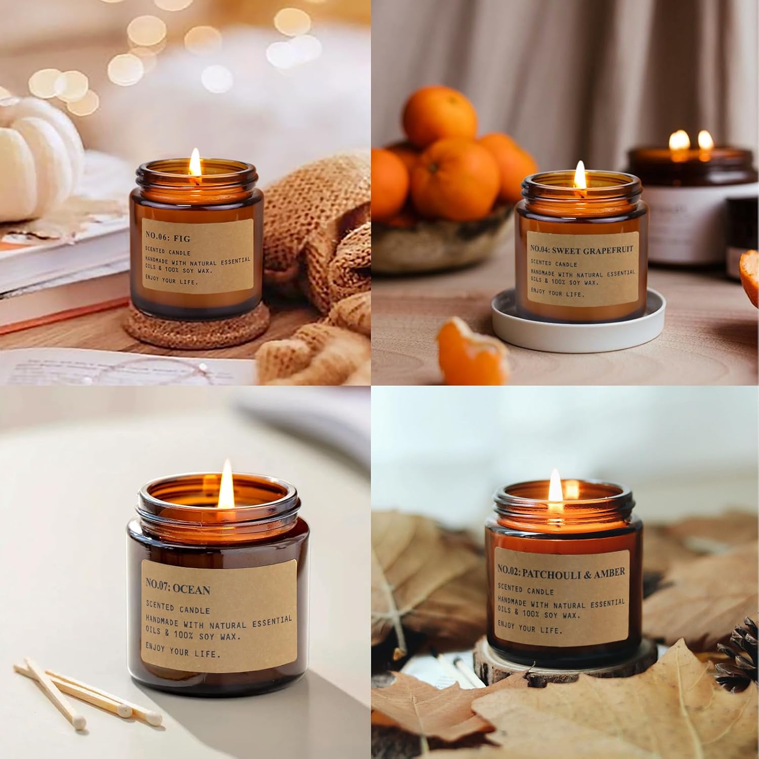 8 Pack Soy Wax Aromatherapy Candle Set for Home