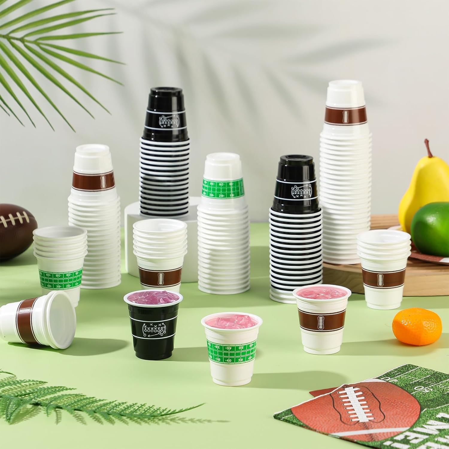 Baderke 100 Pcs 2 Oz Football Shot Glasses for Parties