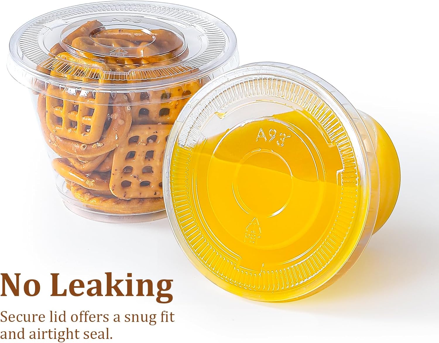 AOZITA 50pcs Clear Plastic Cups with Flat Lids No Hole