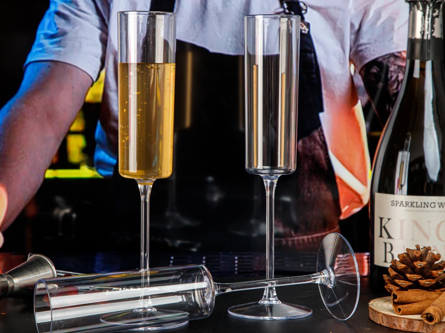Ciaell 24 Pack Clear Plastic Champagne Flutes 6 Oz