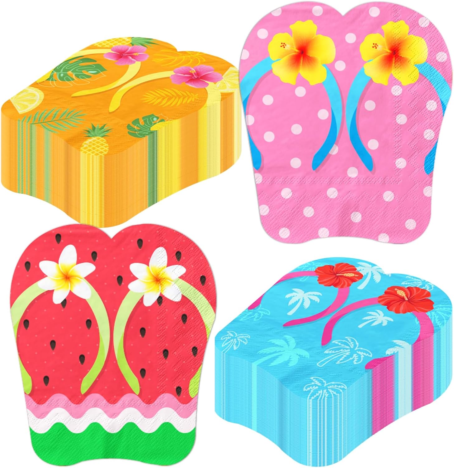 50Pcs Hawaiian Luau Napkins with Flip-Flops Design