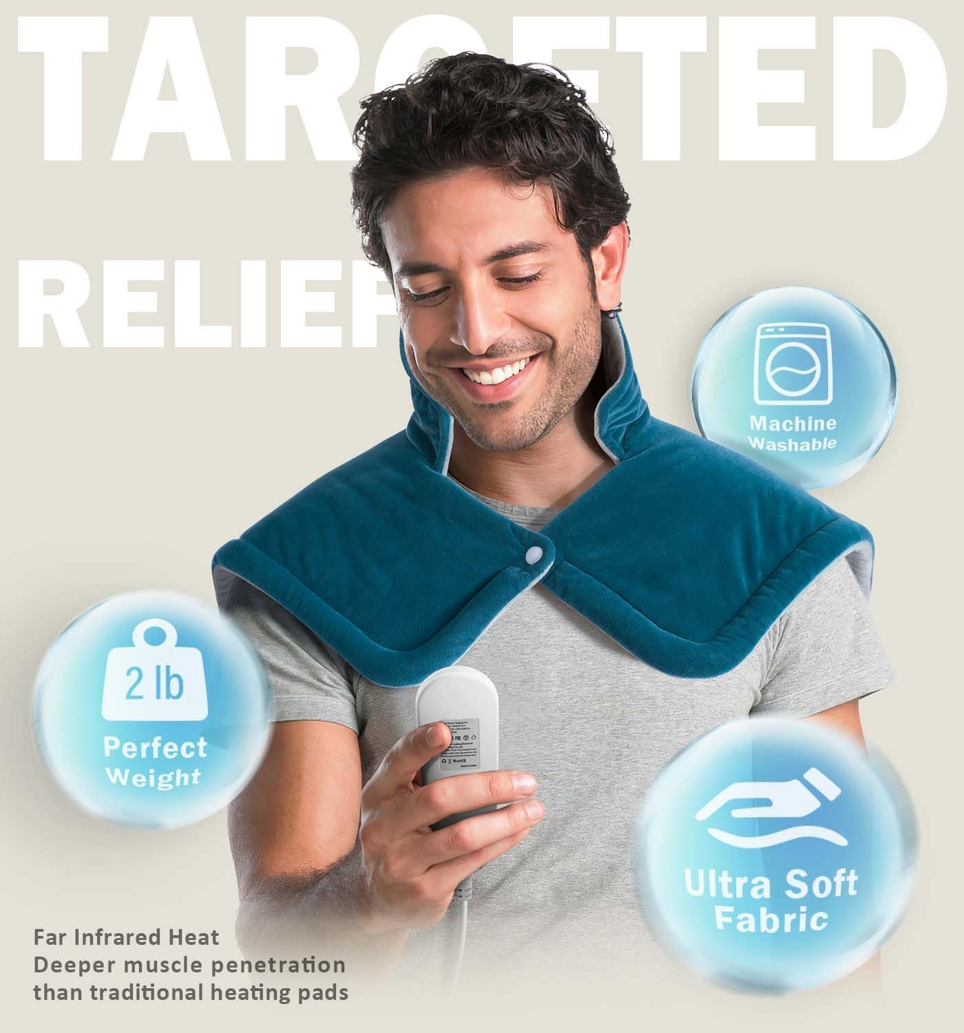 DHFLIP 2lb Weighted Heating Pad for Neck and Shoulder Pain Relief