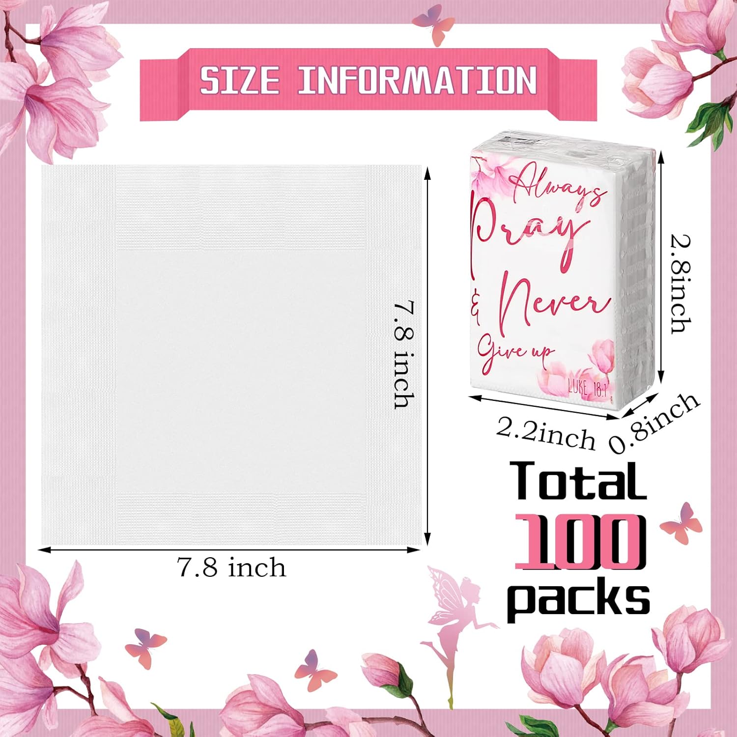 Spiareal 100 Pack Travel Size 3 Ply Tissues with Bible Verses