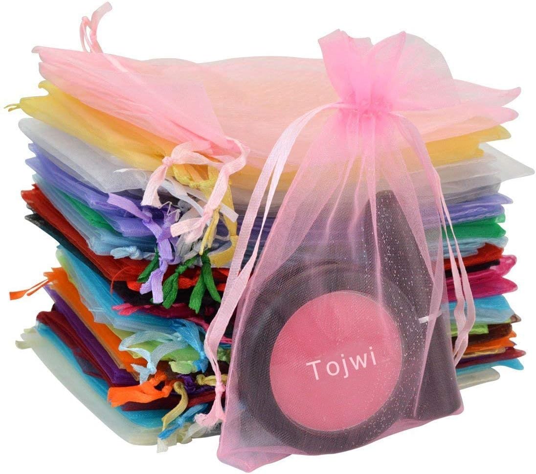 Tojwi 50pcs Mix Color Organza Gift Bags