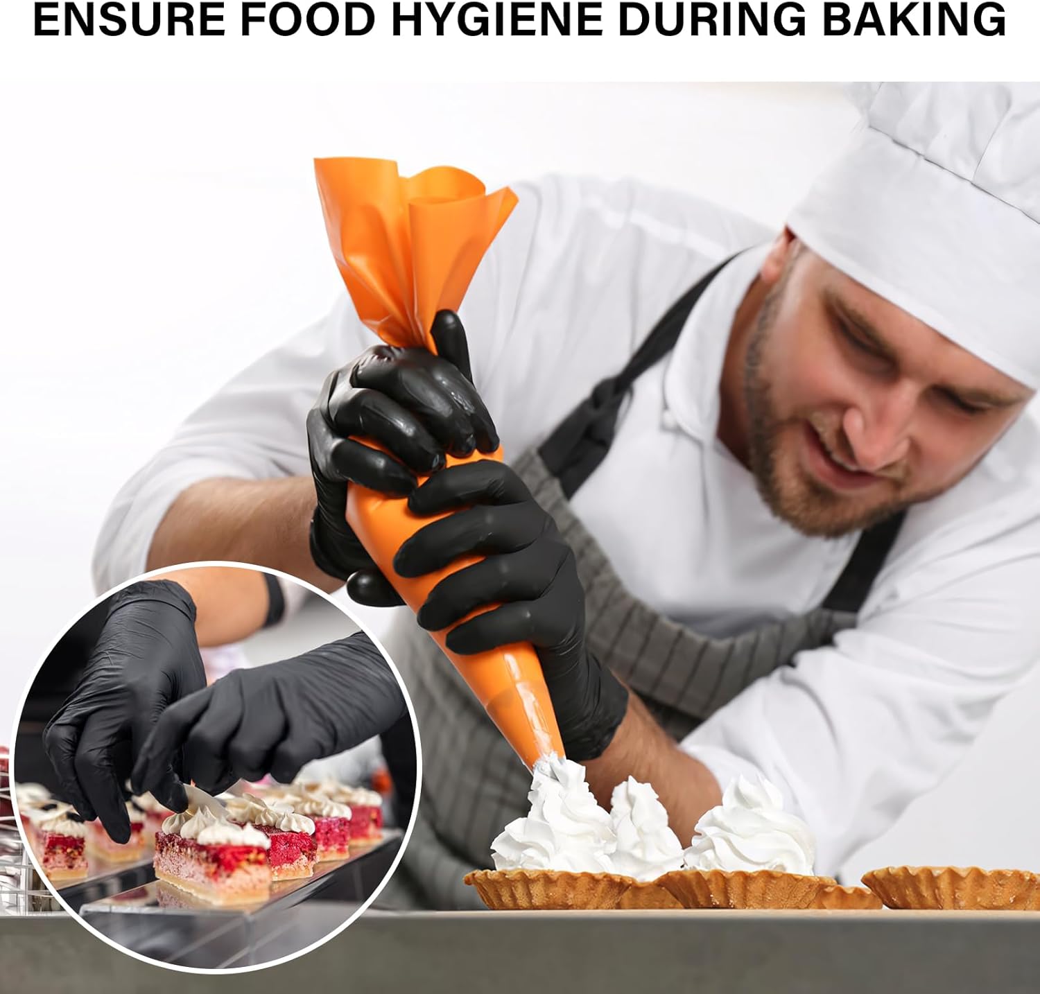 Nitrile Gloves Latex Free Powder Free for Kitchen Cleaning Gardening Black