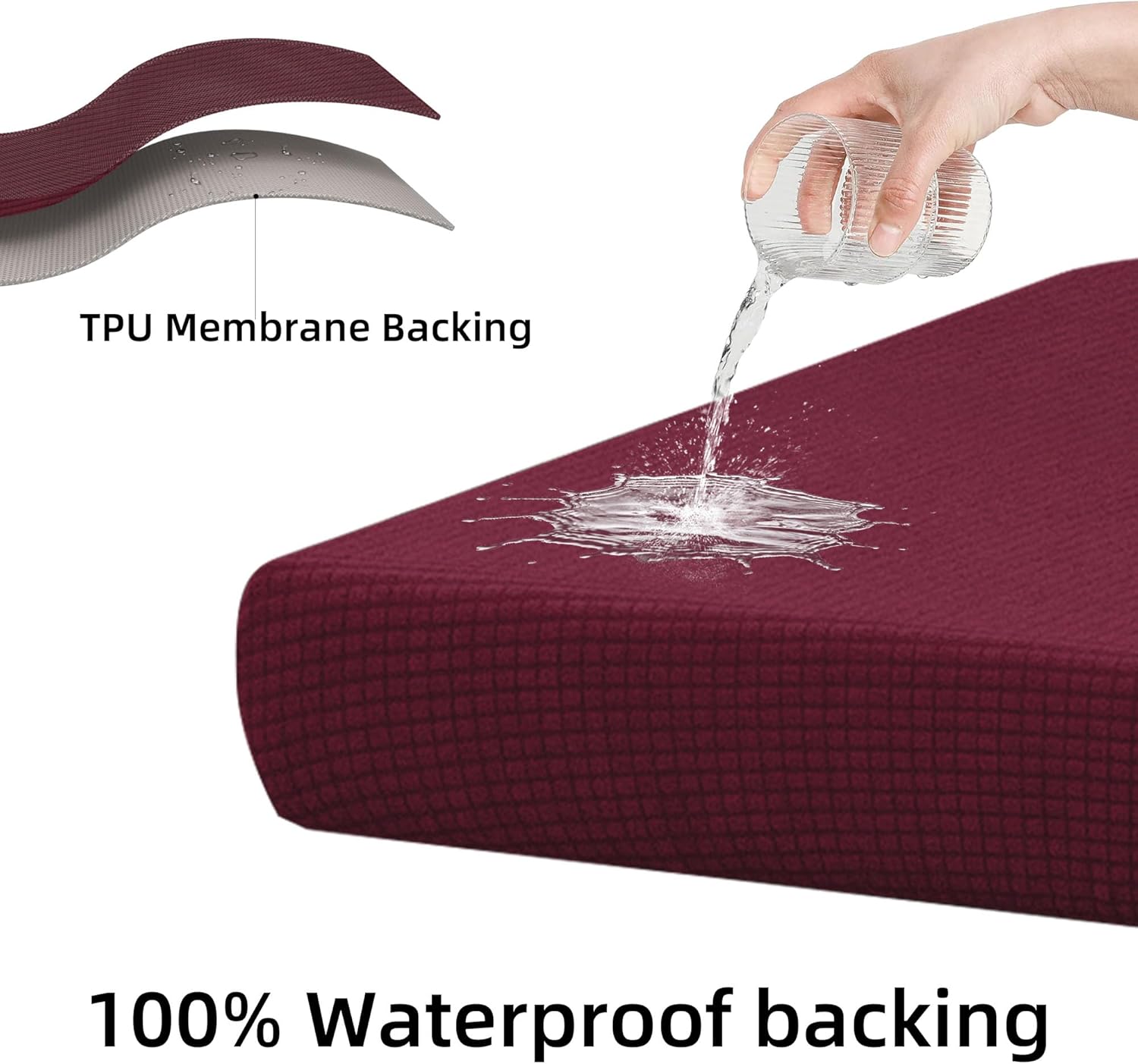 8Pcs Stretch Wine Red Patio Cushion Covers