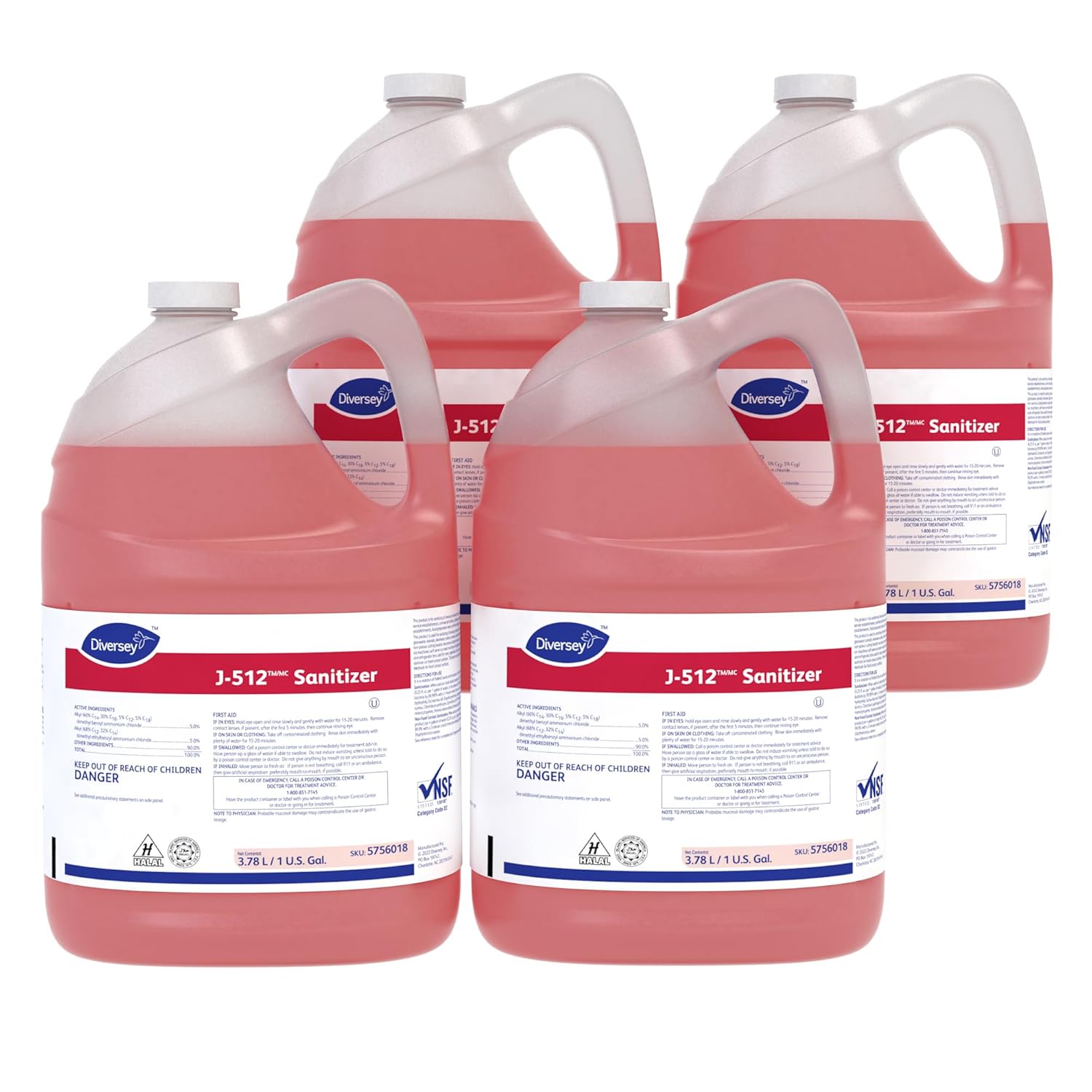 Diversey J-512 TMMC Sanitizer 1 Gallon Case of 4