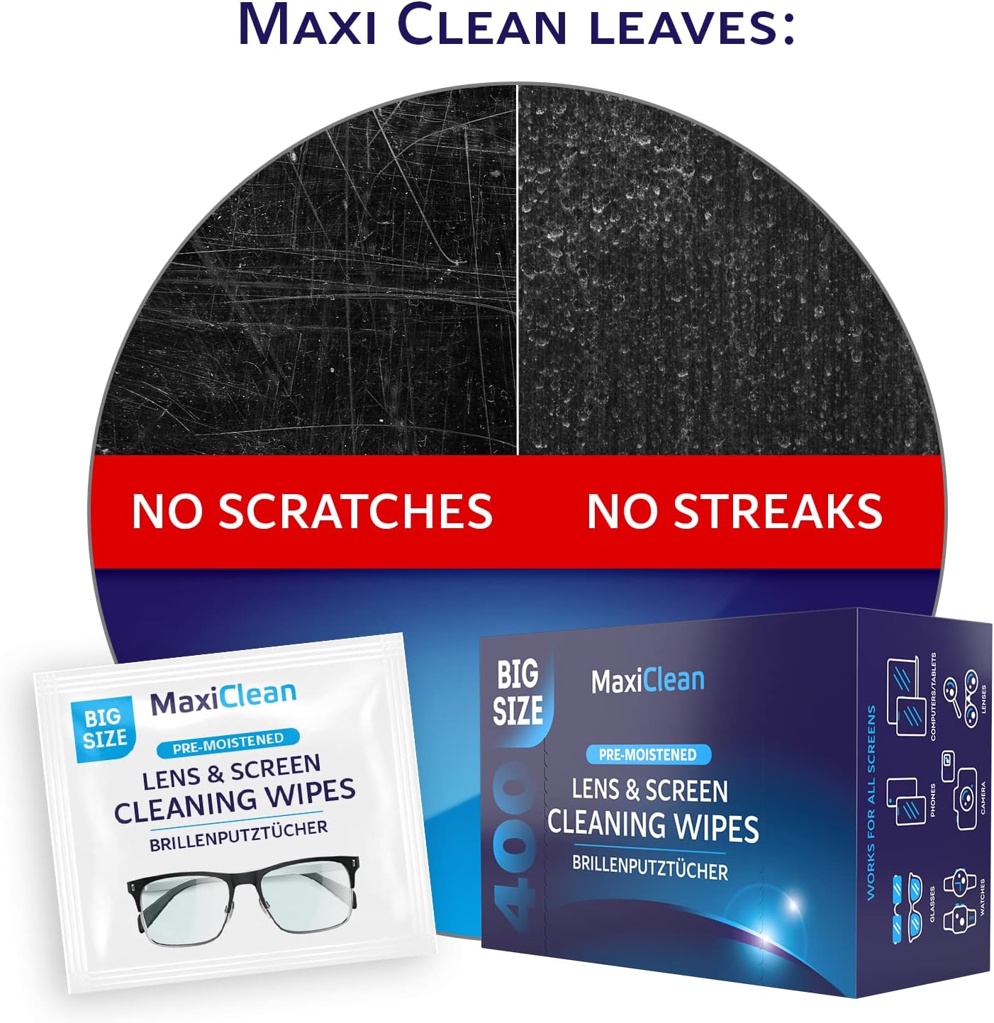 Maxi Clean Lens Wipes for Eyeglasses and Electronics