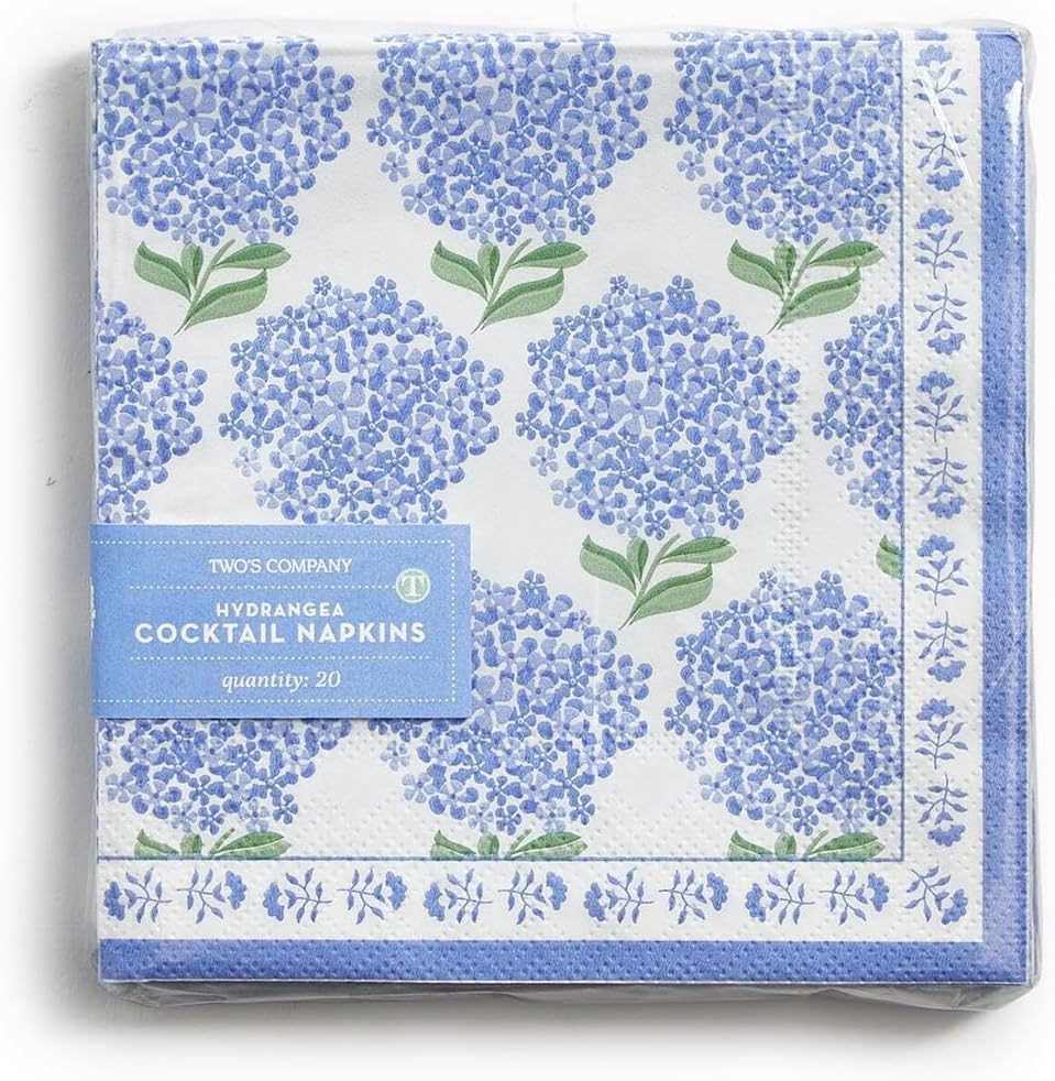 Twos Company Hydrangea 3-Ply Paper Napkins 20 Pack