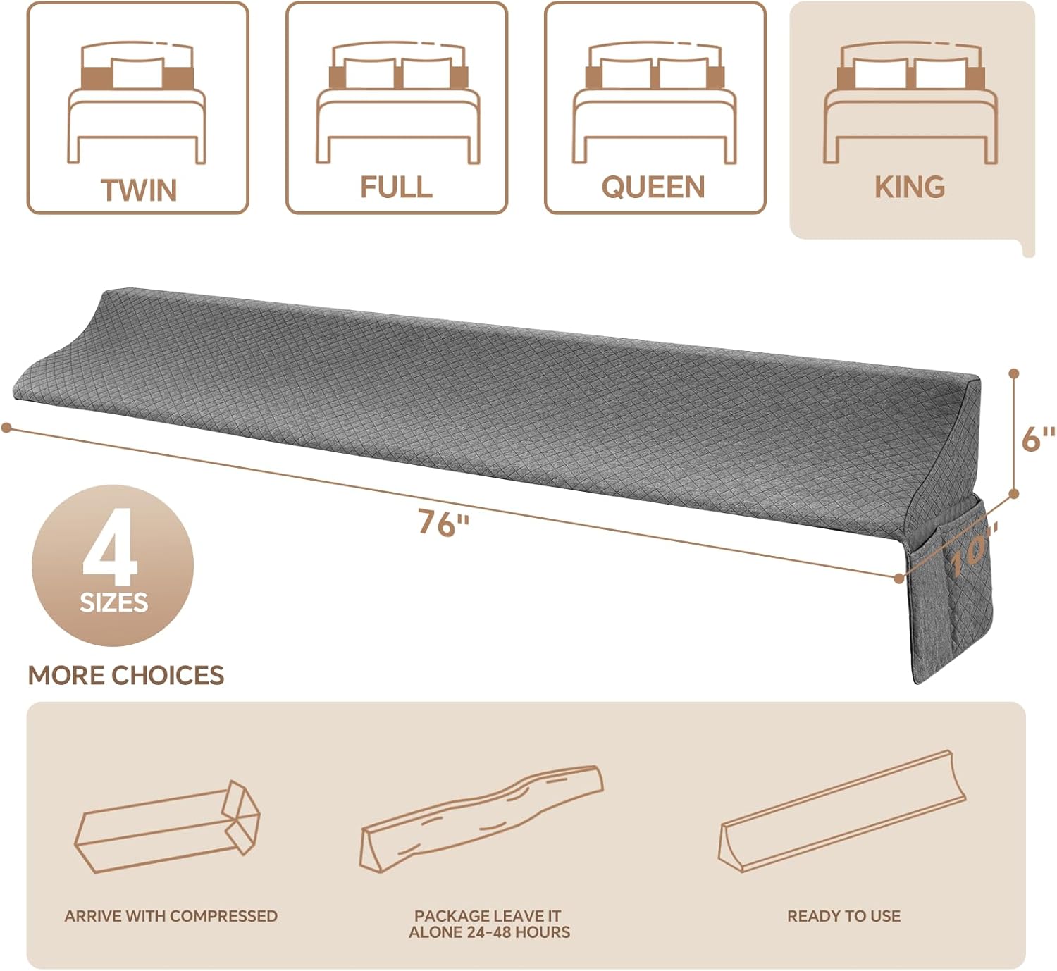 EUHAMS King Size Bed Wedge Pillow Gap Filler