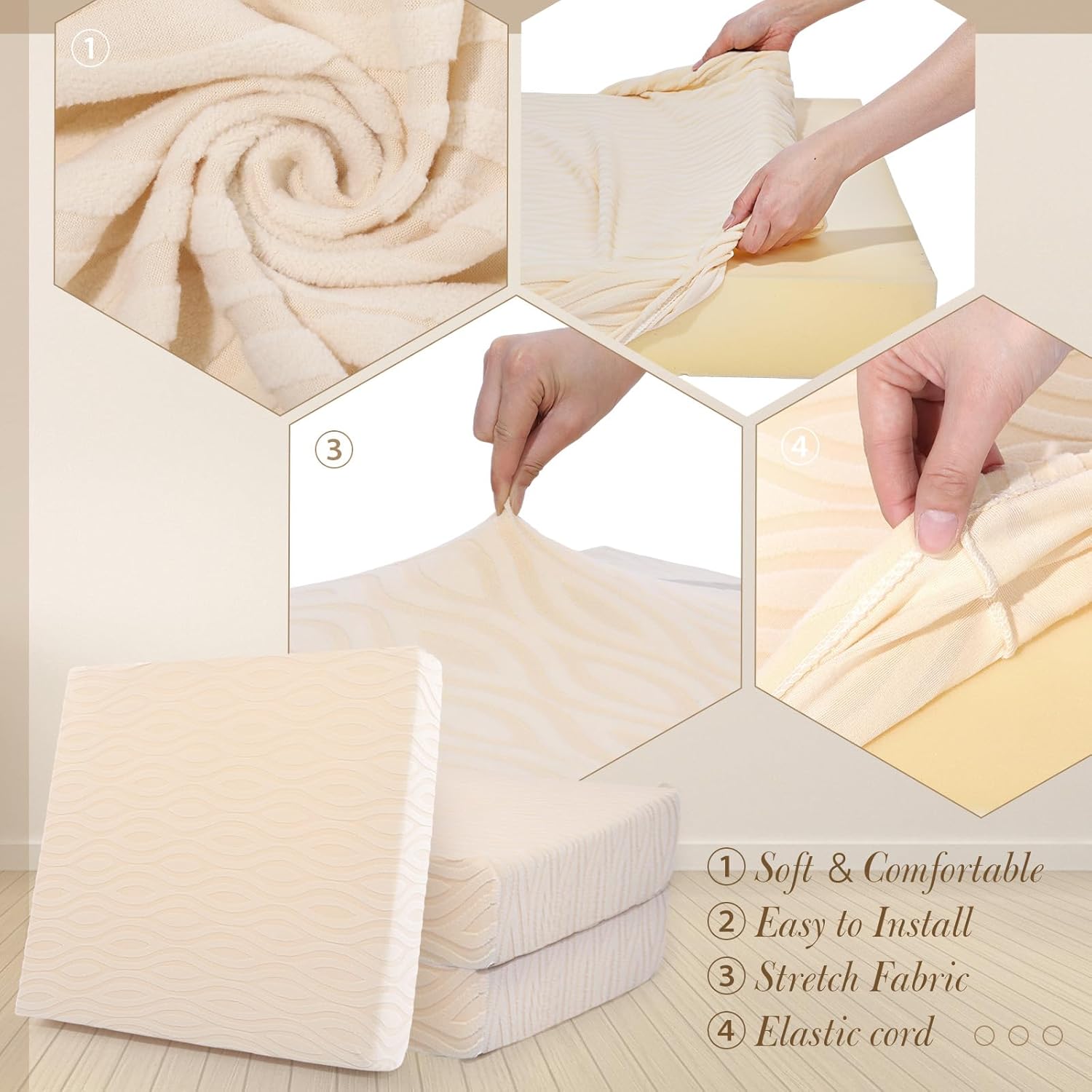 Newwiee 8Pcs Stretch Cushion Covers for Outdoor Patio Furniture Replacement