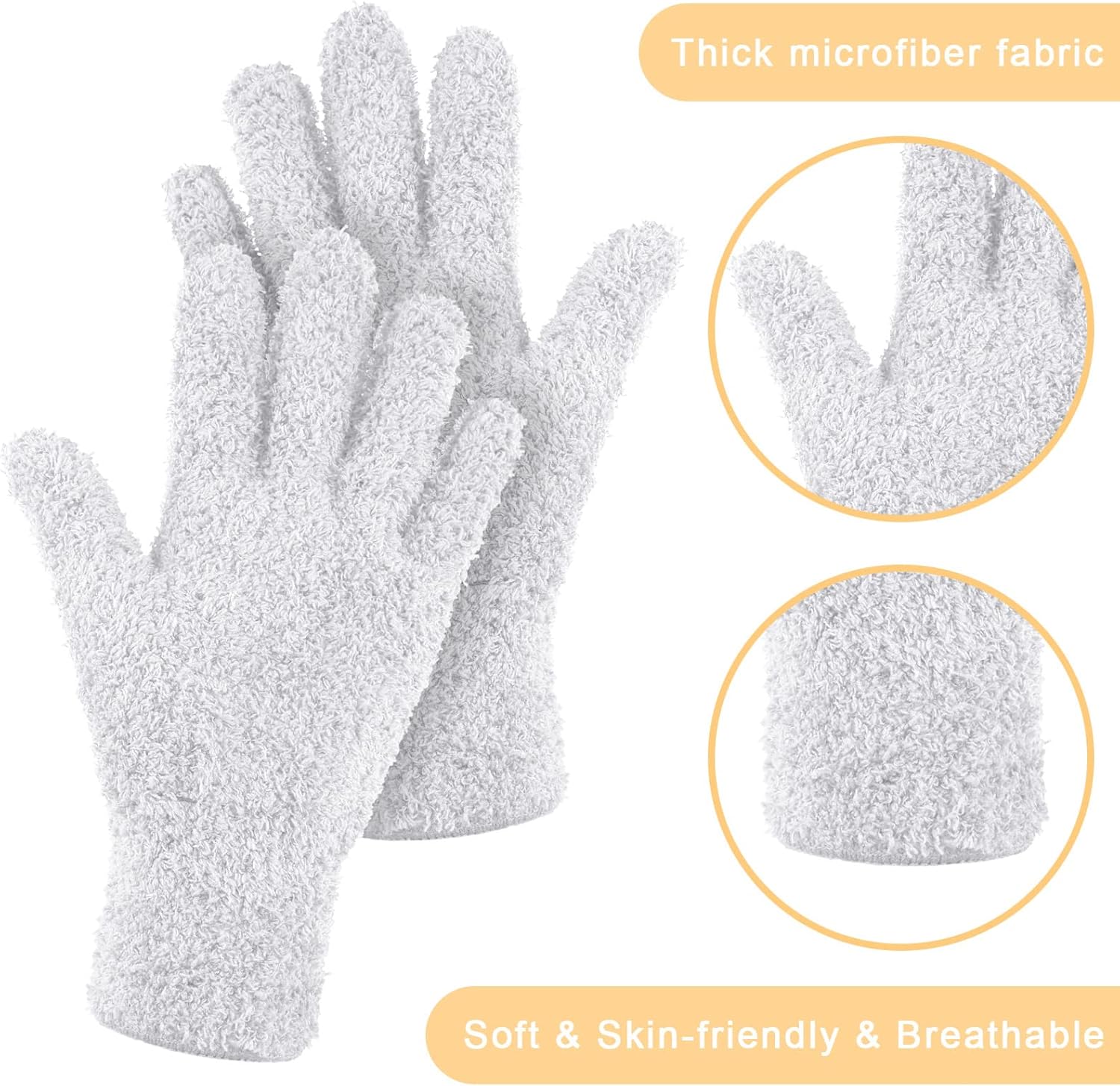 Bencailor 4 Pairs Microfiber Dusting Gloves Reusable Washable Cleaning Mittens