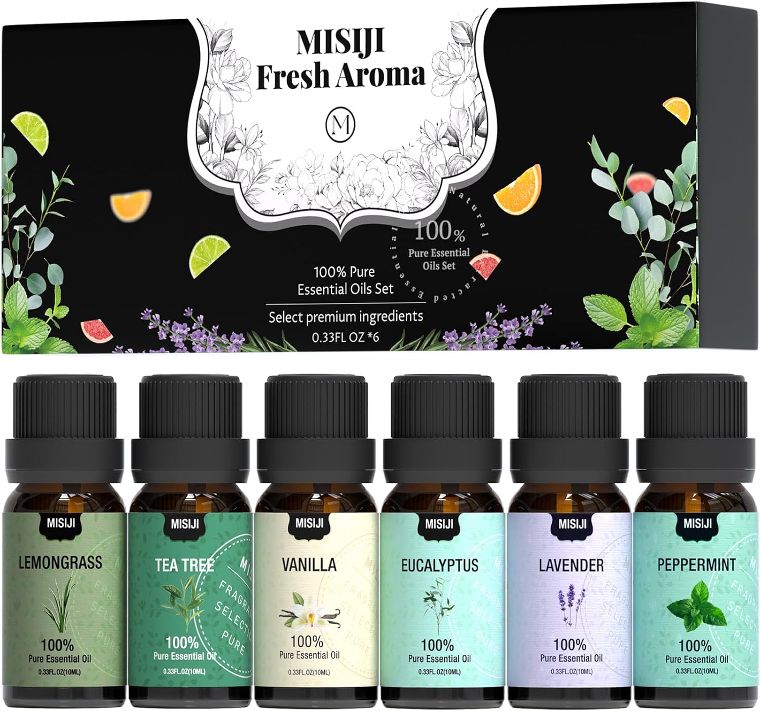 MISIJI Essential Oils Set 6 X 10ML Aromatherapy Diffuser
