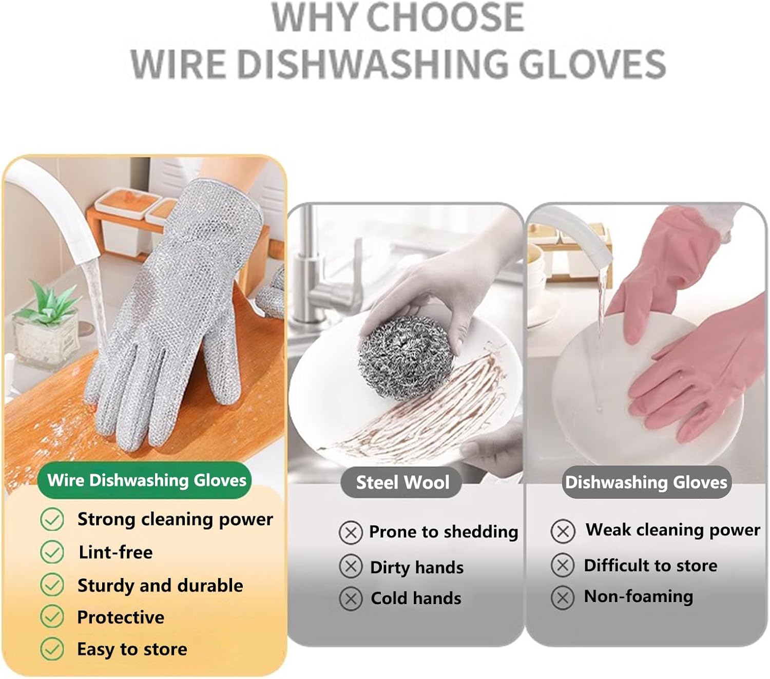 Steel Wire Dishwashing Gloves 2 Pairs
