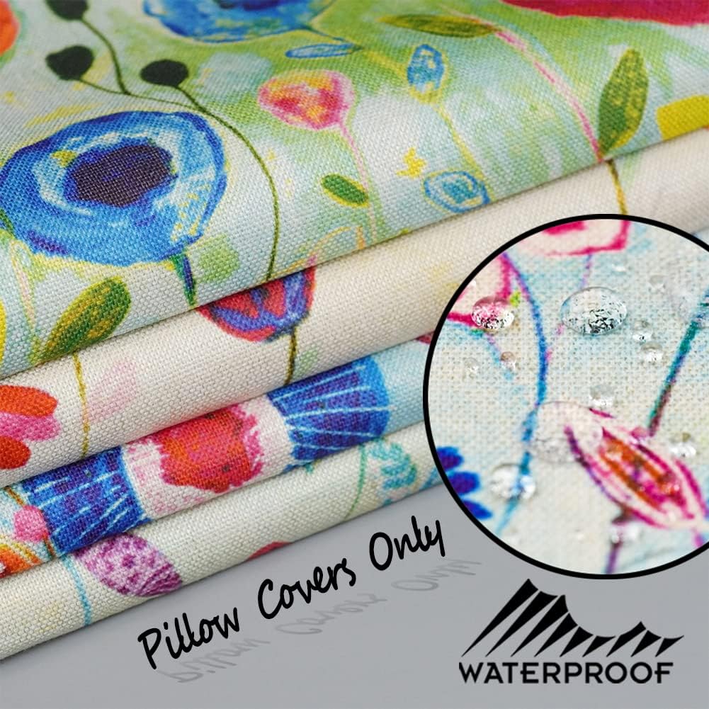 JOJOGOGO Waterproof Flower Pillow Covers Set of 4 18x18
