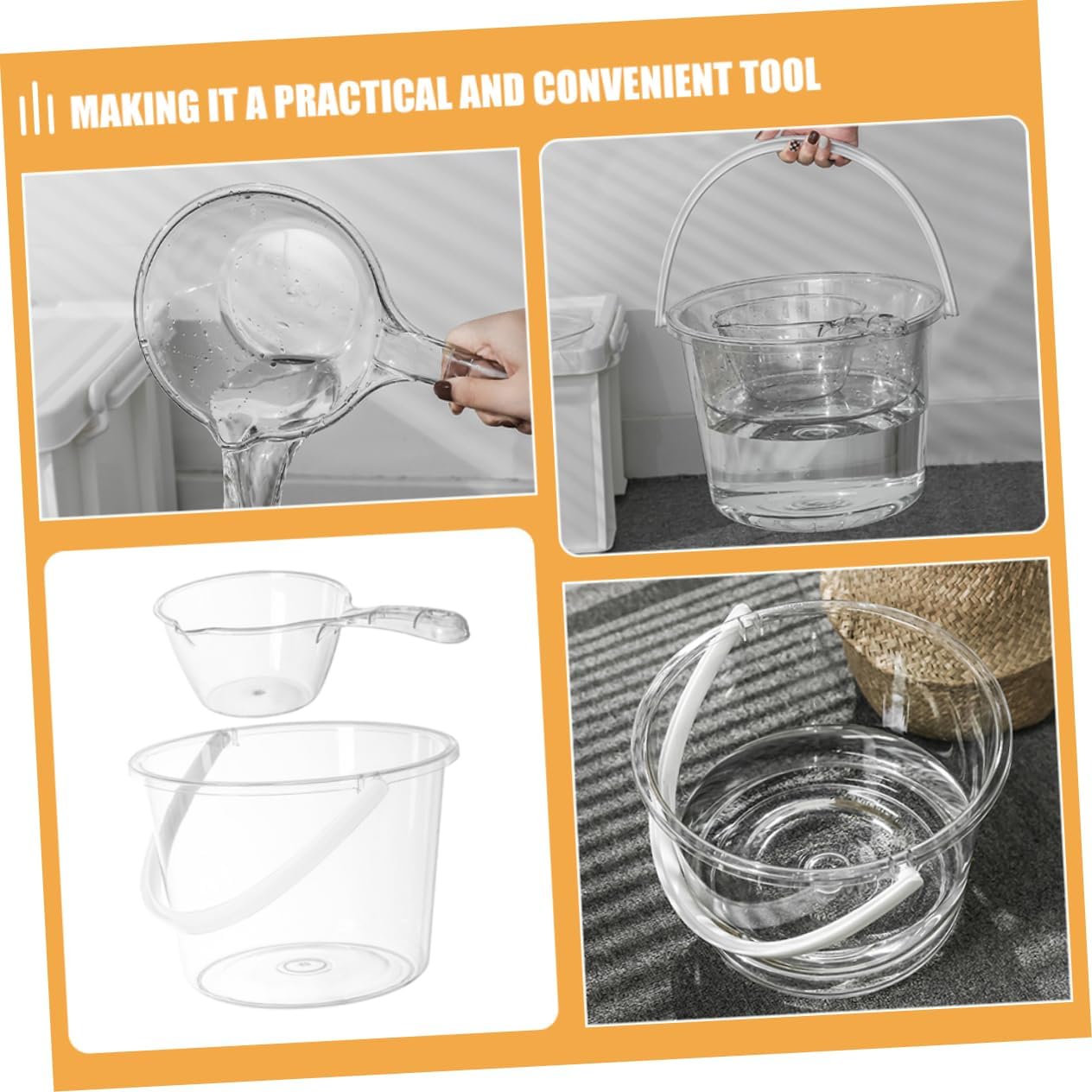 Large Plastic Water Holder Bucket with Handle