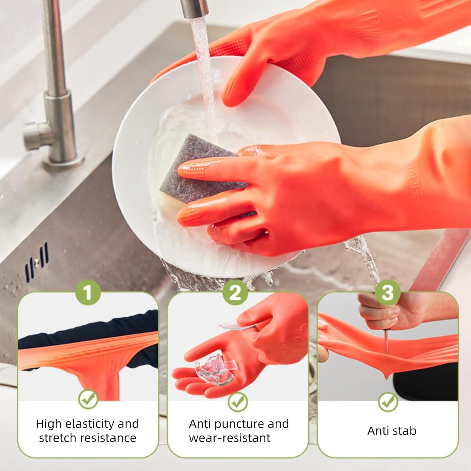 Reusable Latex Cleaning Gloves 10 Pairs Pack 1