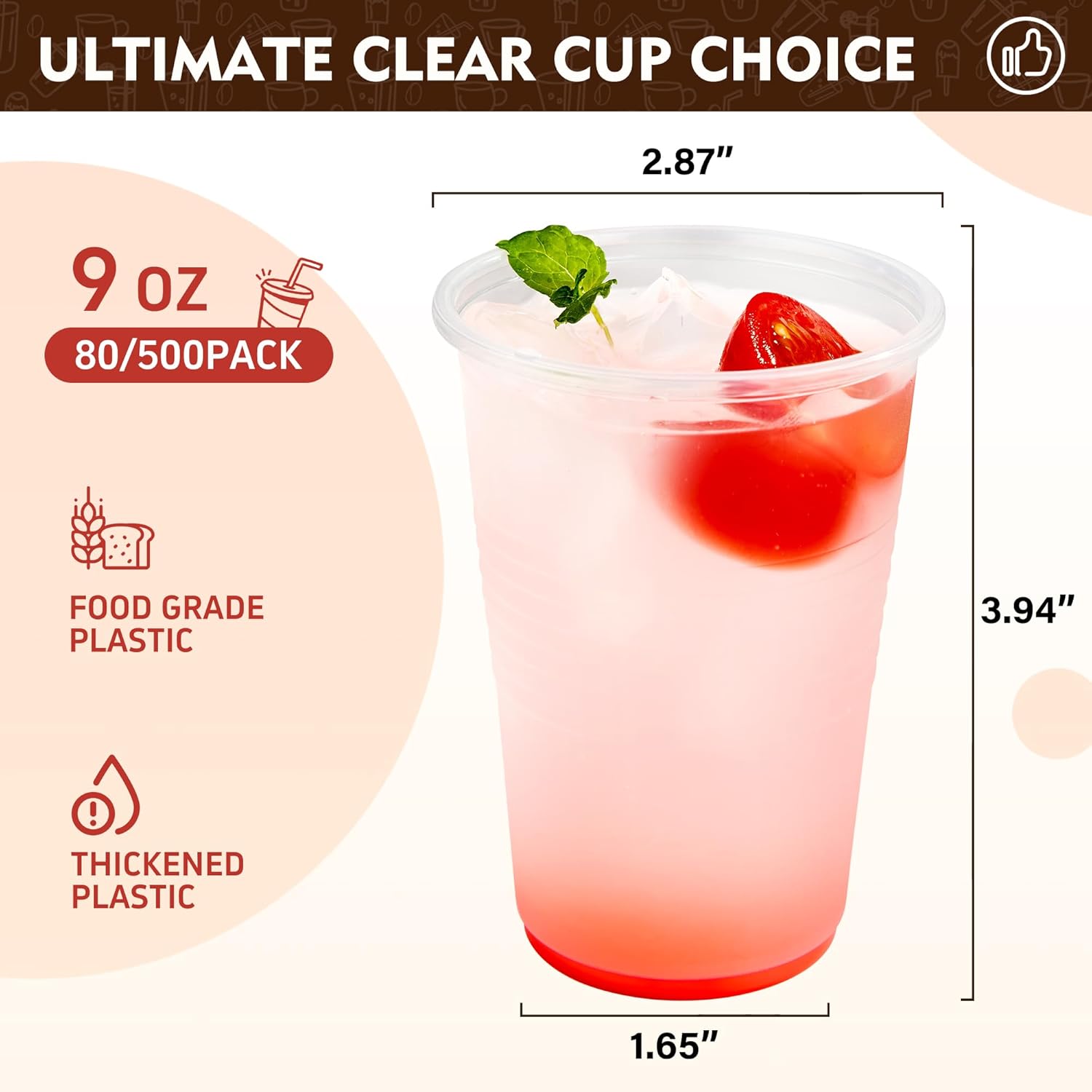 YEEHAW 9 Oz Plastic Cups 500 Pack Clear Party Cups