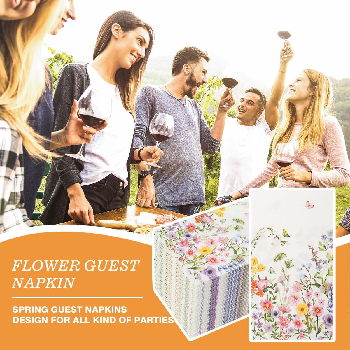 100Pcs Floral Paper Napkins for Wedding and Birthday Party