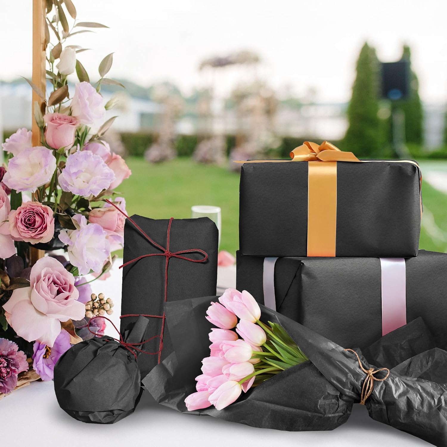 120 Sheets Black Tissue Paper for Gift Wrapping and Crafts
