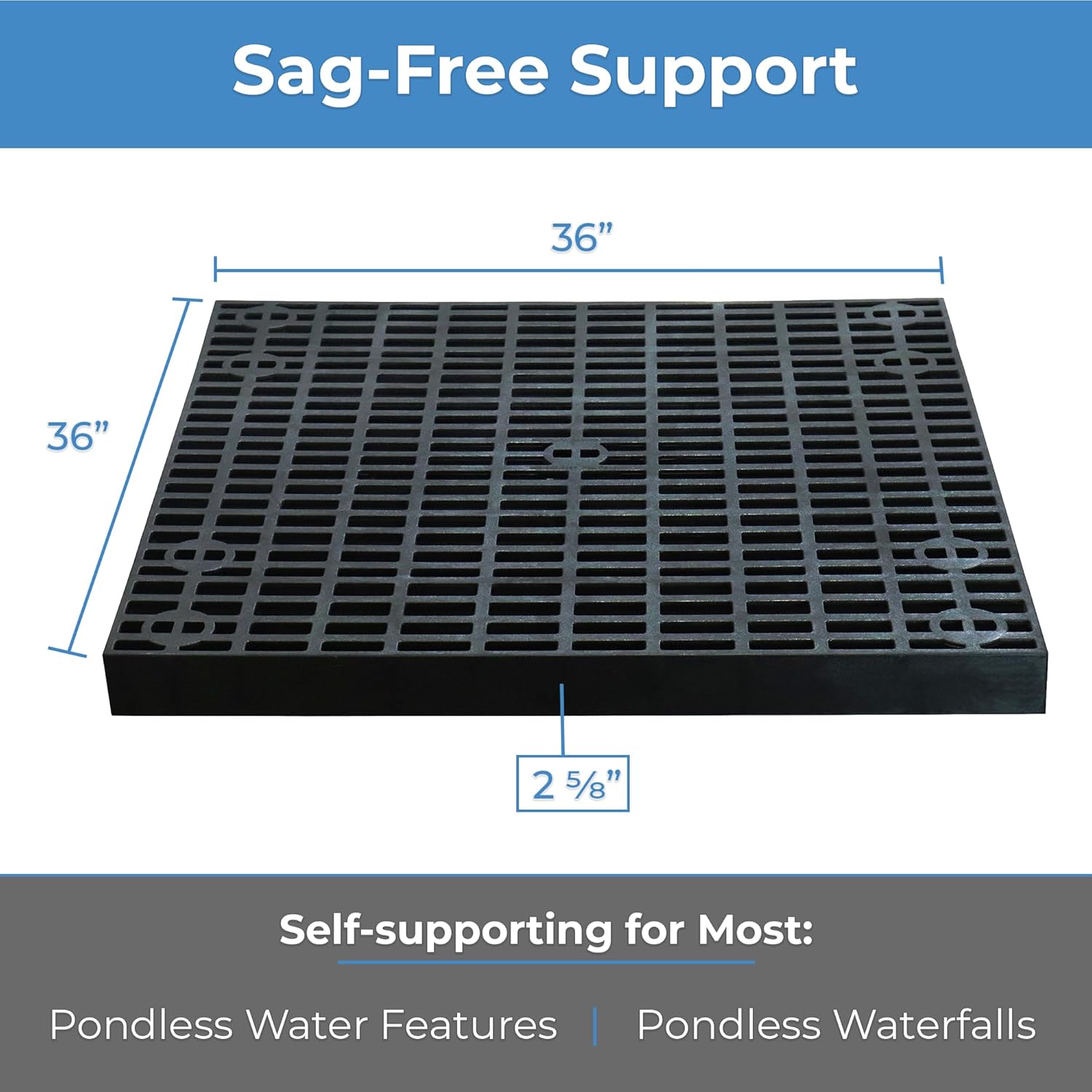 36x36 Heavy Duty Fountain Basin Grate - Black Rustproof Cuttable