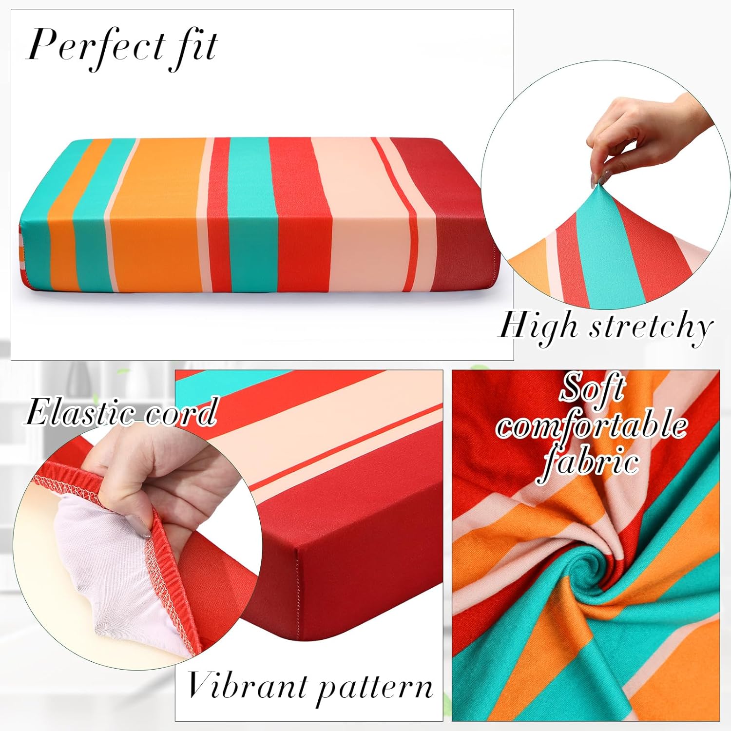 Newwiee 8 Pcs Stretchy Patio Cushion Covers